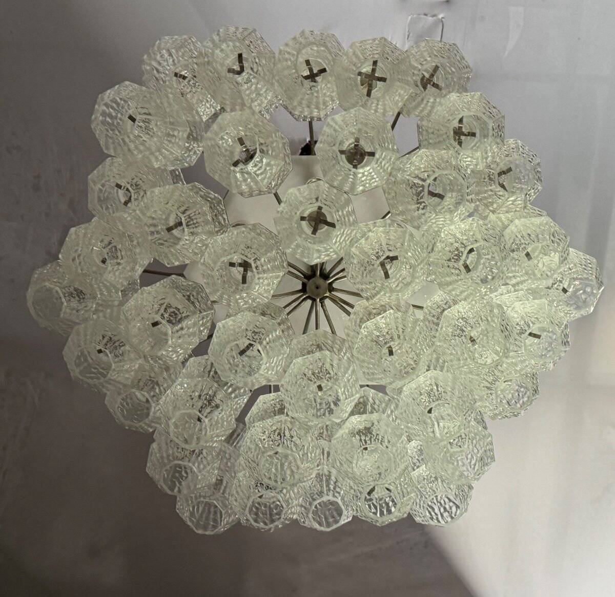 Venetian chandelier in colorless Murano glass, circa 1970