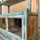 Sideboard 4 shelves and 2 glass doors in blue wood