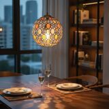 Large vintage Limburg stained-glass style pendant light from the 1970s