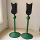 Scandinavian Wooden Tulip Candle Holders - Vintage 90s