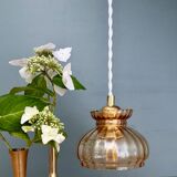 Vintage amber glass lampshade pendant light