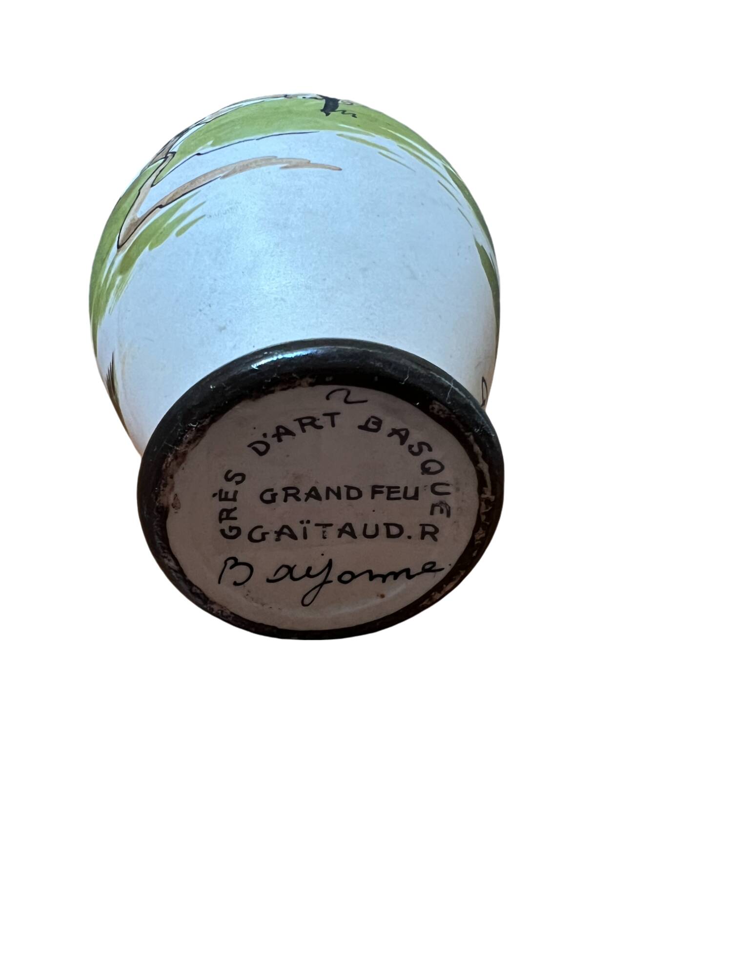 Set of two miniature stoneware vases signed Gaït