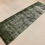 Distressed Turkish Runner 280x78 cm wool Vintage rug, Overdyed Black