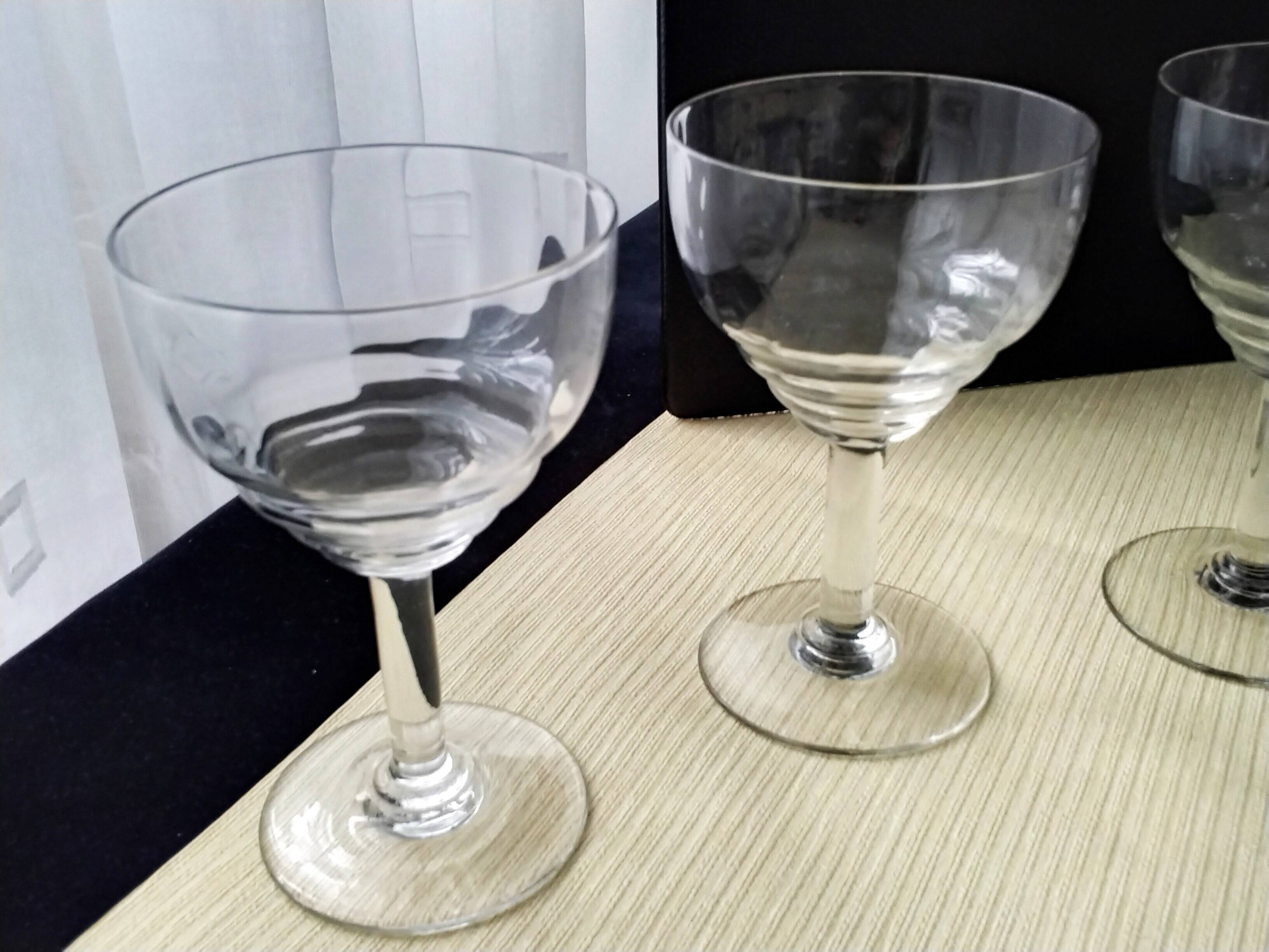 6 old wine glasses