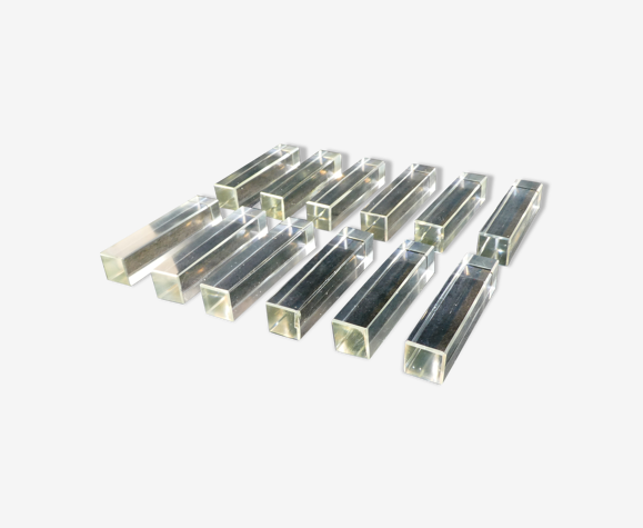 Set de 12 porte couteaux rectangulaire en verre vintage années 50
