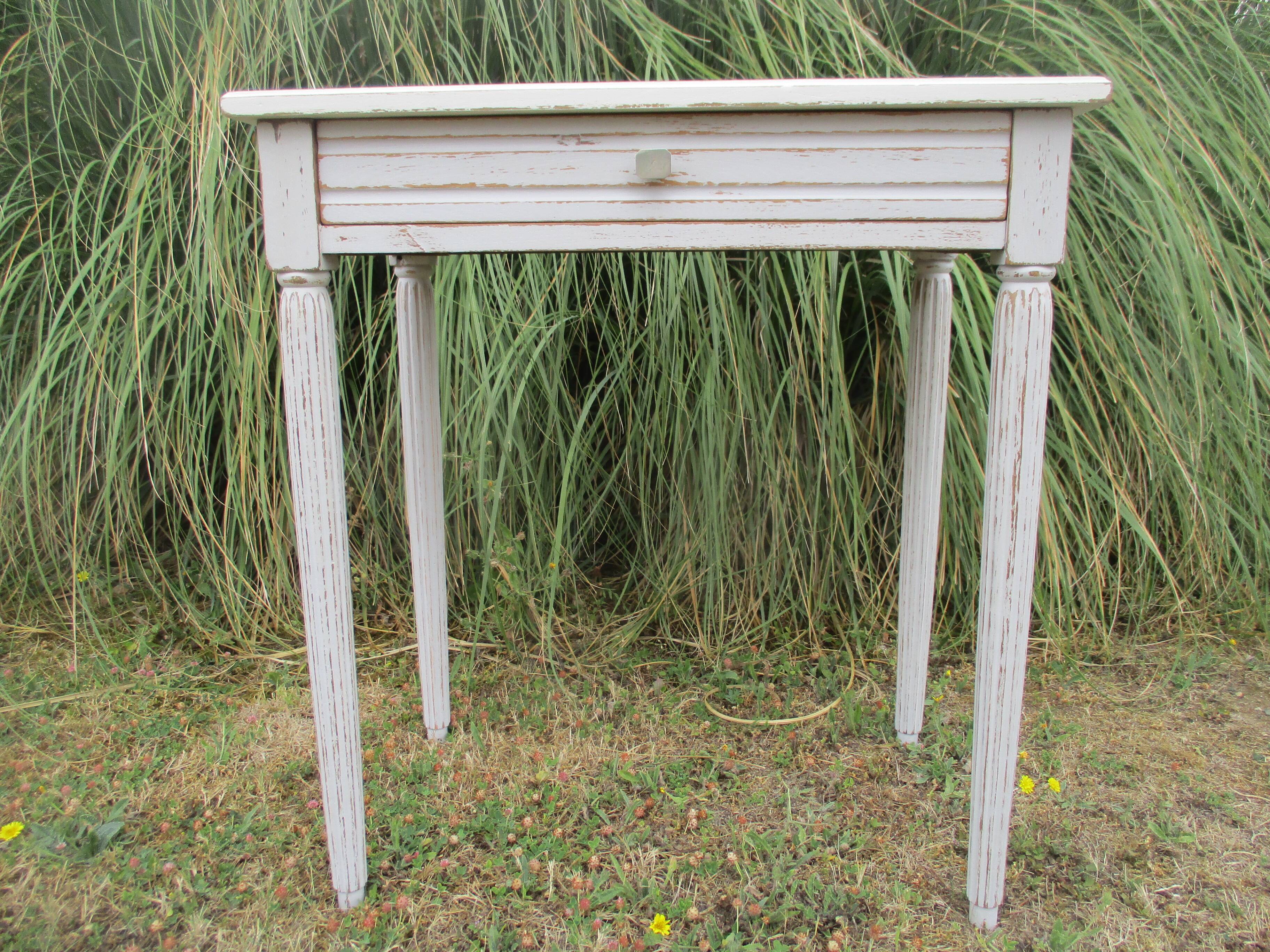 Side table 1900s restyled patinated gray