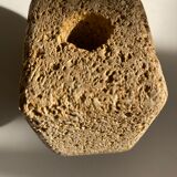 Brutalist candle holder xxl in stone and wood 1970