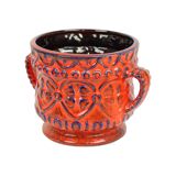 Bay Bodo Mans Red Blue Flowerpot West Germany Pottery Vase 166-21
