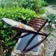 Folding footrest with vintage embroidery