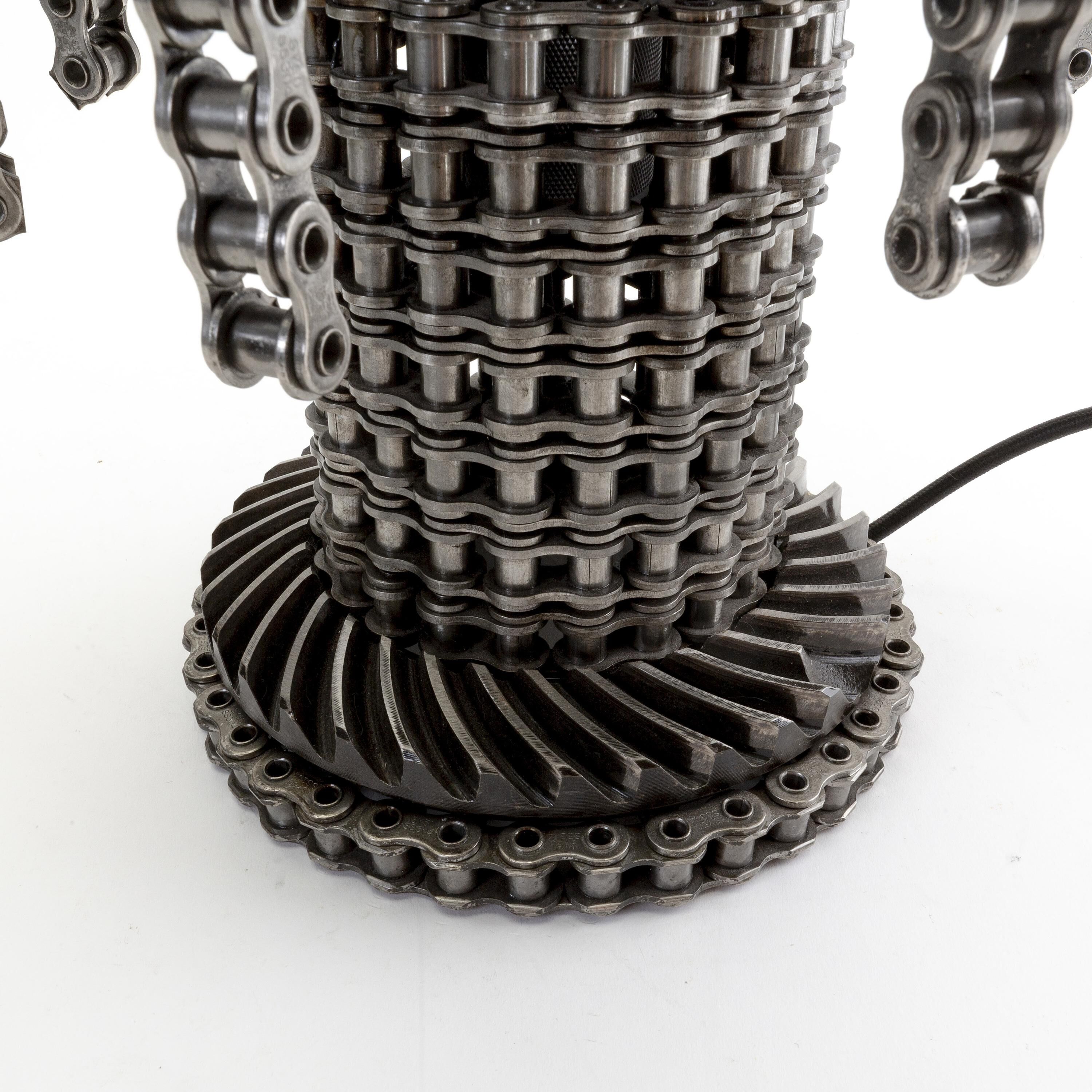 Unique metal chain table lamp, Sweden, 2000s
