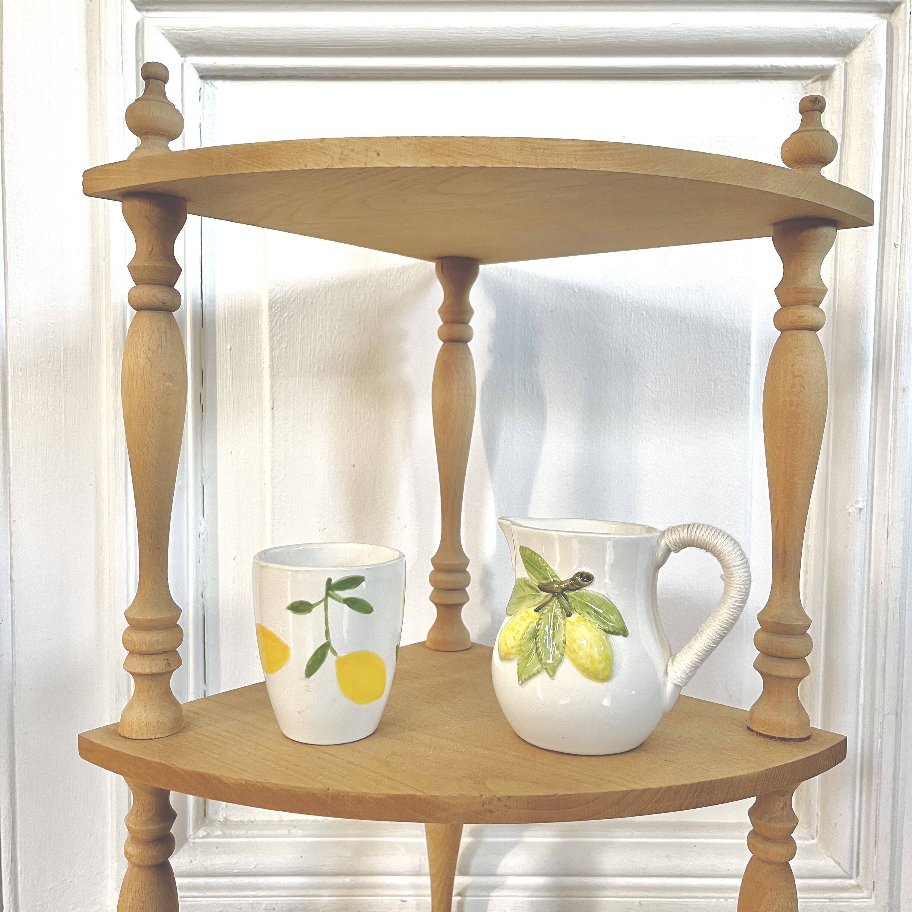 Raw wood corner shelf