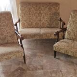 Vintage 3-piece living room in beige fabric