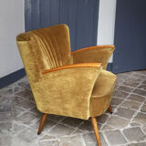 Armchair gold vintage 50-60s velvet