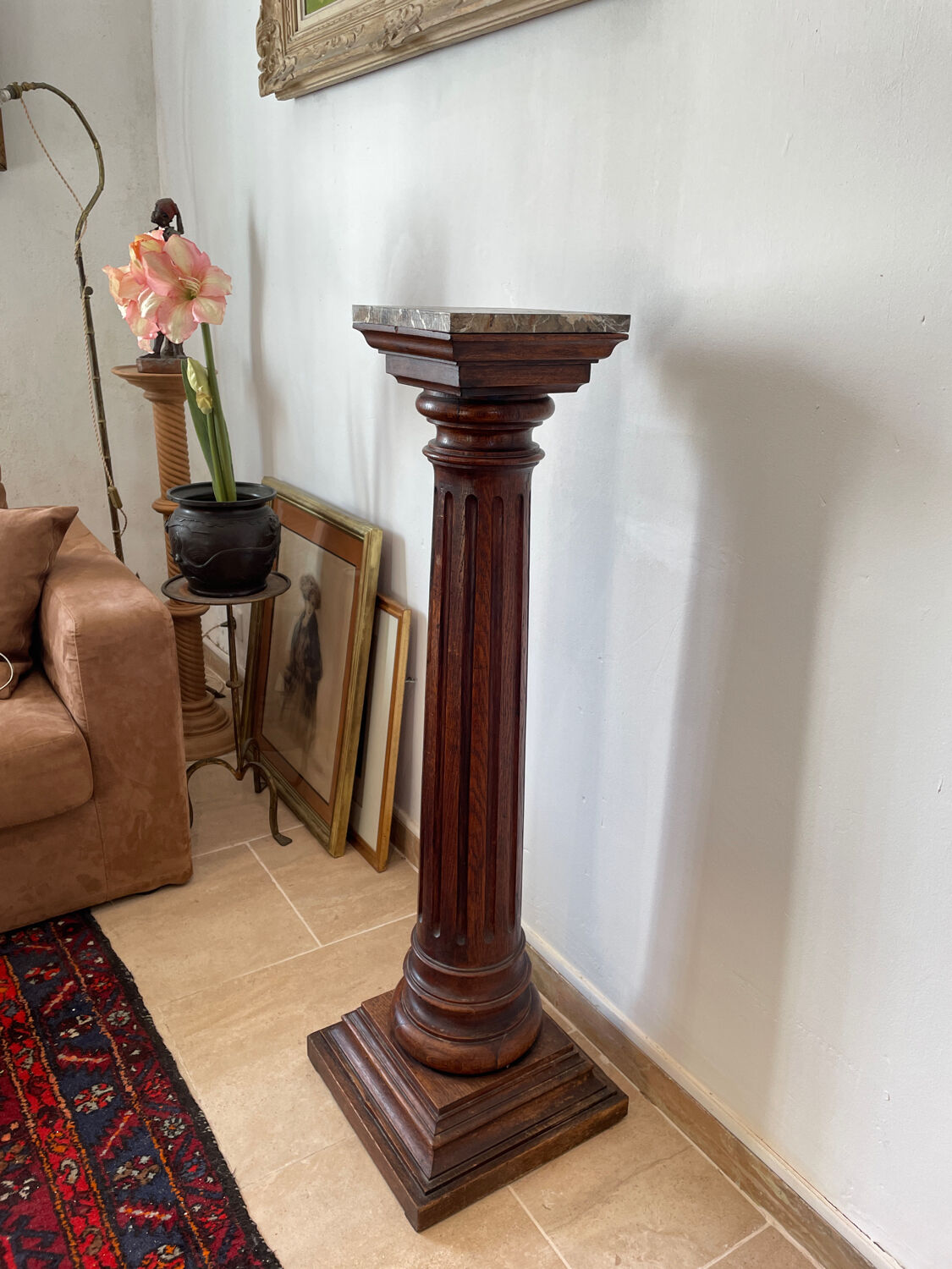 Sellette colonne xixeme en bois