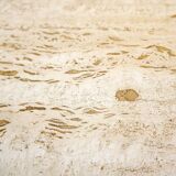 Round travertine dining table with chrome base, 1970s - Ø120cm