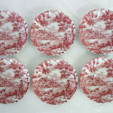 Set of 6 cups with saucers and milk jug The Hunter, England vintage