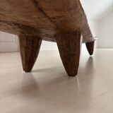 Large antique monoxyle bench in solid wood – 173 cm – sculptural piece