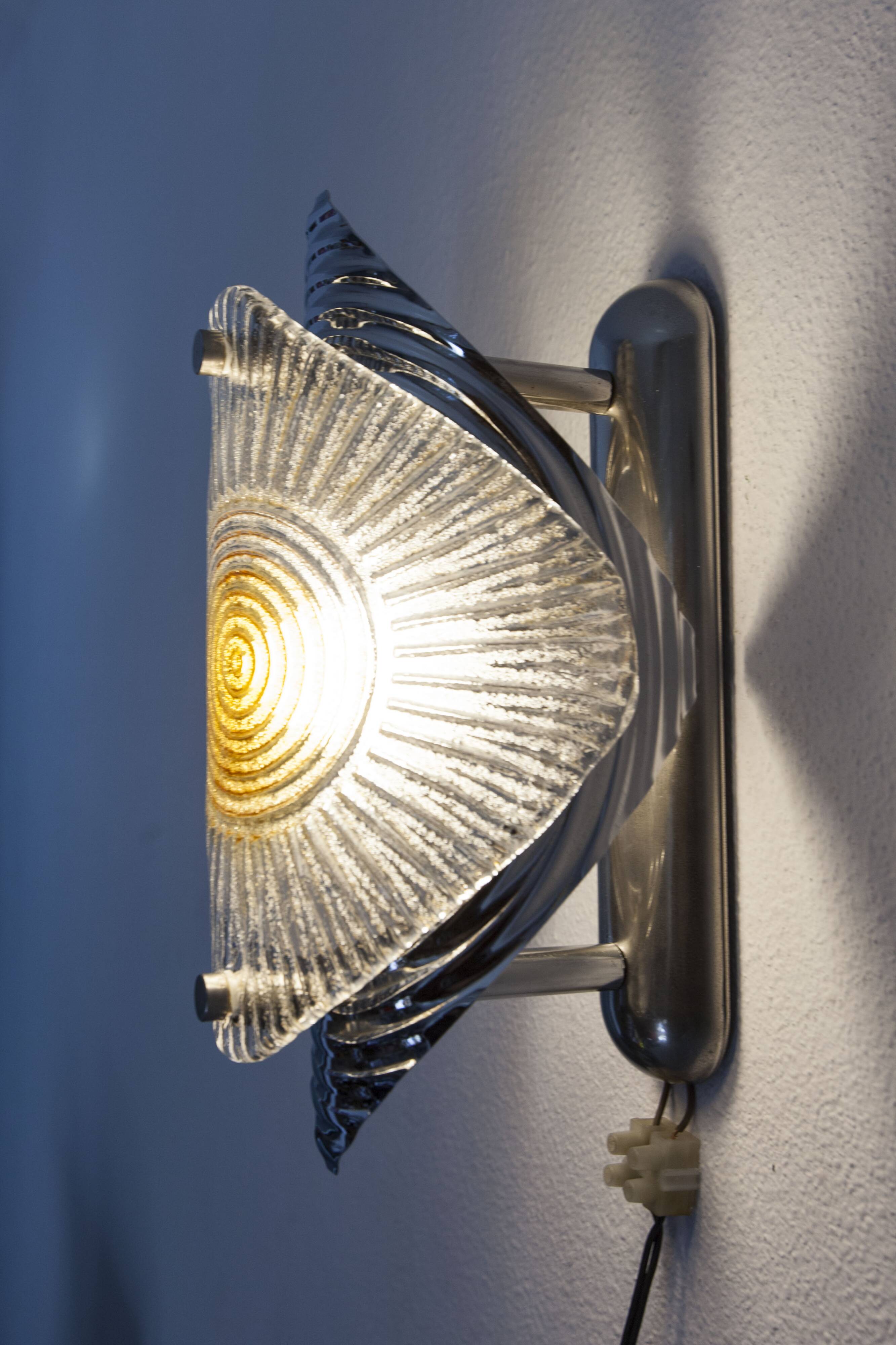 Rare Murano chrome sheet wall light 1960