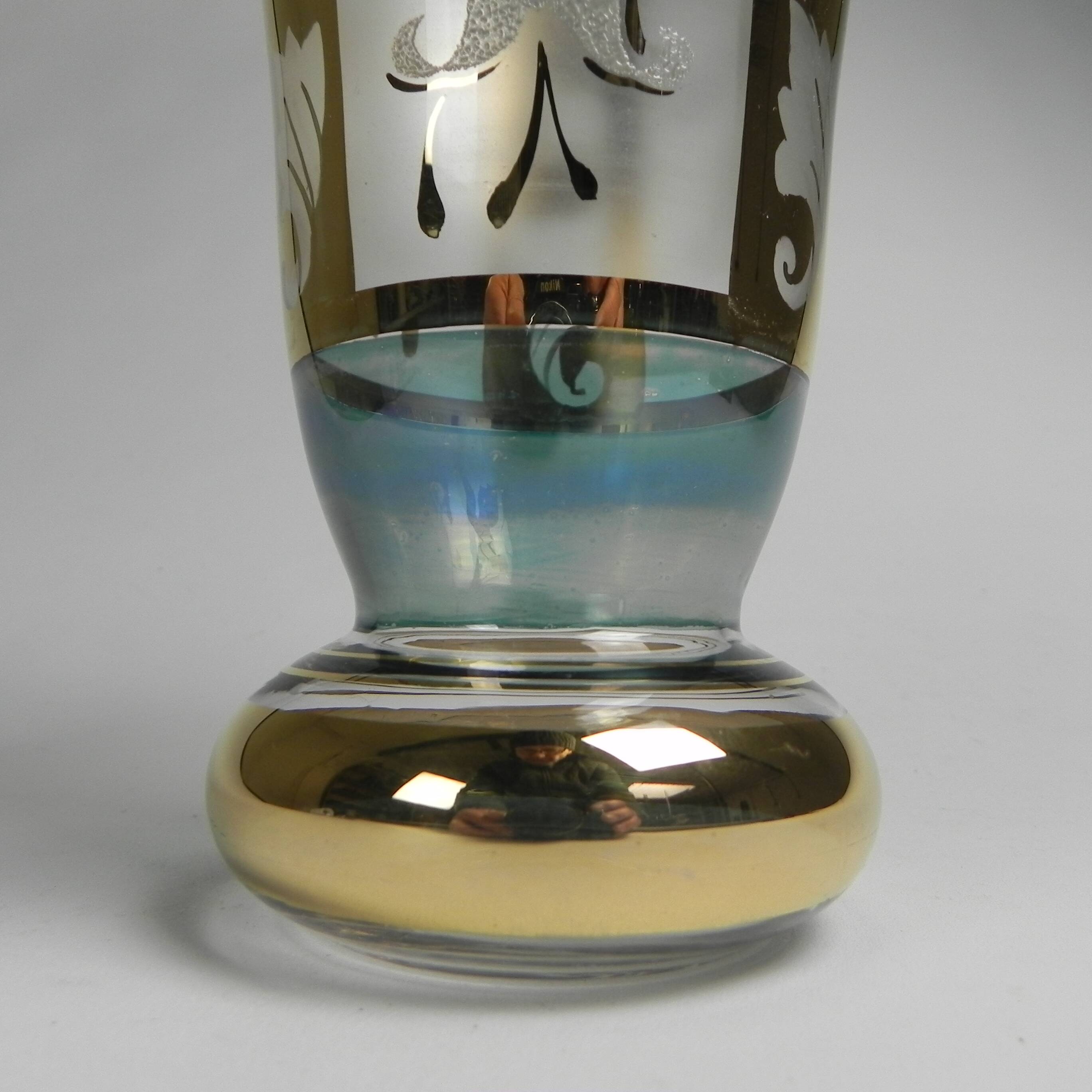 Glass vase with gold decorations, Belgium, 1930s