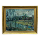Huile sur toile suédoise – “Obscurci par les arbres” par Hugo Carlberg