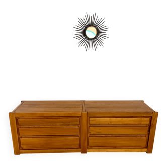 Low enfilade Regain in solid elm, French design from the 1970s, vintage.