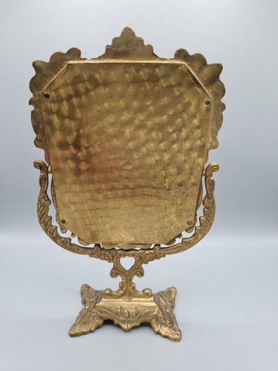 Tilting dressing table mirror, Napoleon III style, brass, mid-19th century.