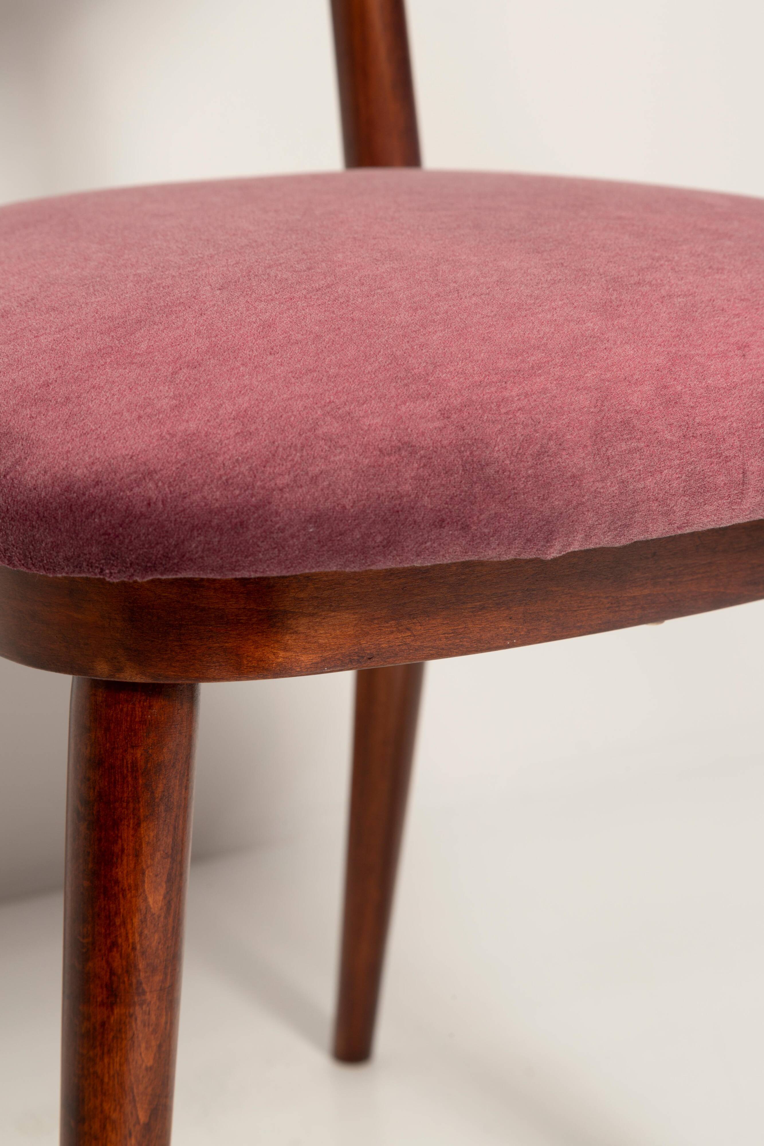 Vintage mid-20th century purple plum velvet heart-shaped chair.