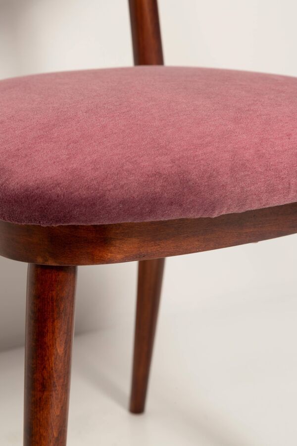 Chaise cœur en velours violet prune vintage milieu du XXe siècle