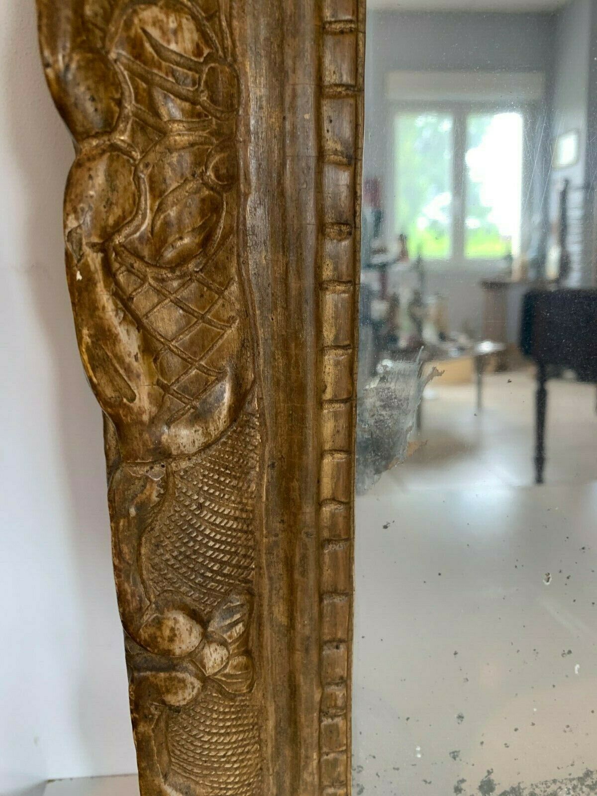 Mirror Louis XV in gilded carved wood Trumeau fireplace 19th century 80x56cm