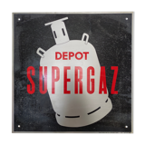 Vintage metal plate deposit supergaz 60s industrial