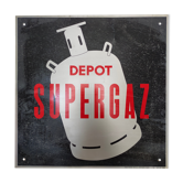 Vintage metal plate deposit supergaz 60s industrial