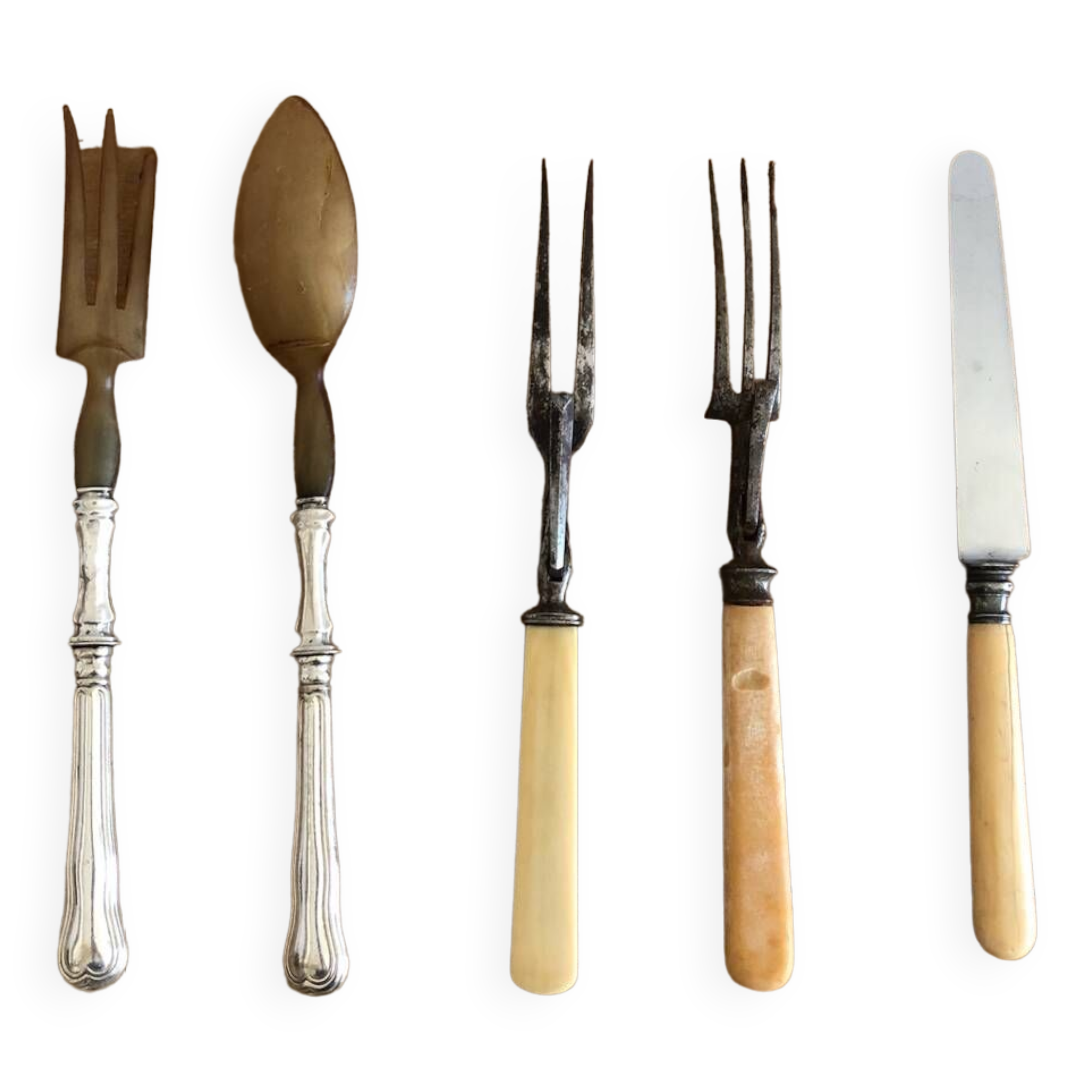 Silver metal serving cutlery