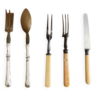 Silver metal serving cutlery