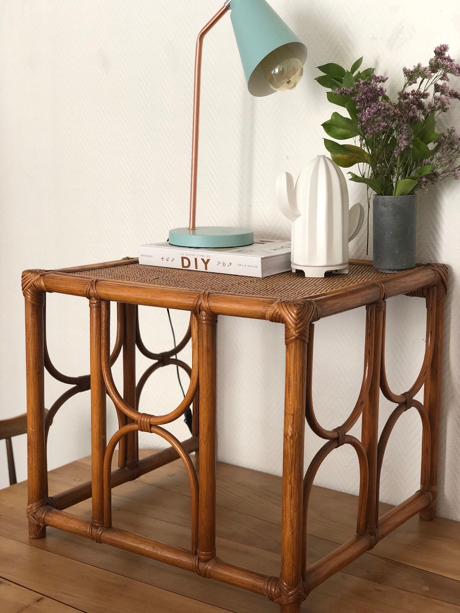 Rattan and bamboo coffee table