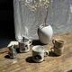 Pair of mugs with stylized Italian women motifs