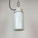 Lampe à Suspension Industrielle en Porcelaine Blanche avec Verre Laiteux, 1970s