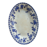 Large oval antique plate, blue and white Dresden porcelain.
