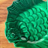 Assiette vintage verte poisson lunetta vallauris