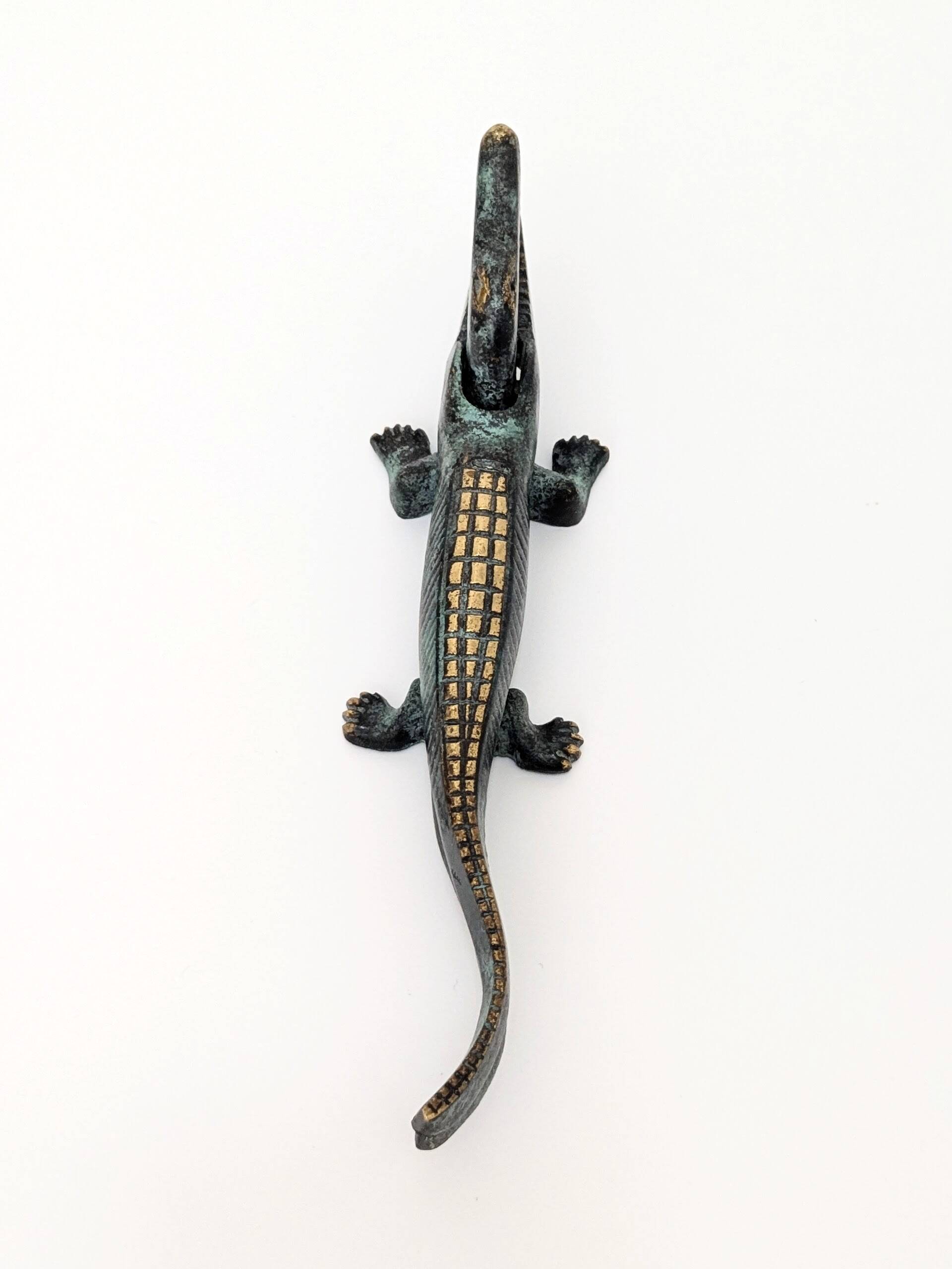 Vintage Brass Crocodile Nutcracker