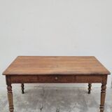 Table de Ferme rustique en chêne massif piètements louis Philippe 19ème -1m40