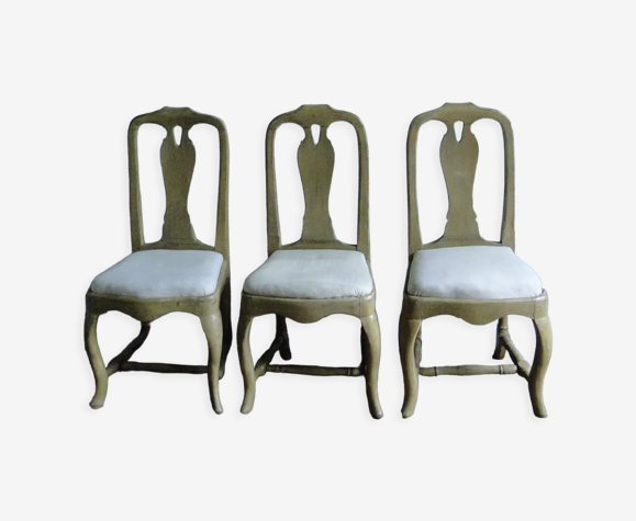 3 chaises suèdoises baroque
