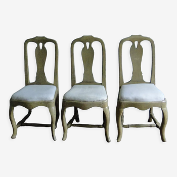 3 chaises suèdoises baroques
