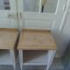 Pair of bedside tables, end tables re-enchanted in pearl gray, wooden top.