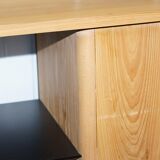 Buffet Ralph Lauren with polished slate stone and rosewood shelves.