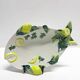 Set of 8 Italian fish plates in Barbotine ceramic.