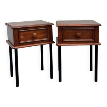 Paire de tables de nuit en chêne vintage