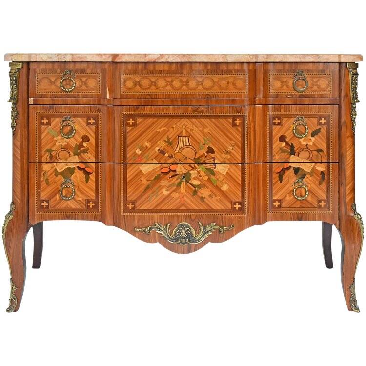 Transitional style commode in marquetry