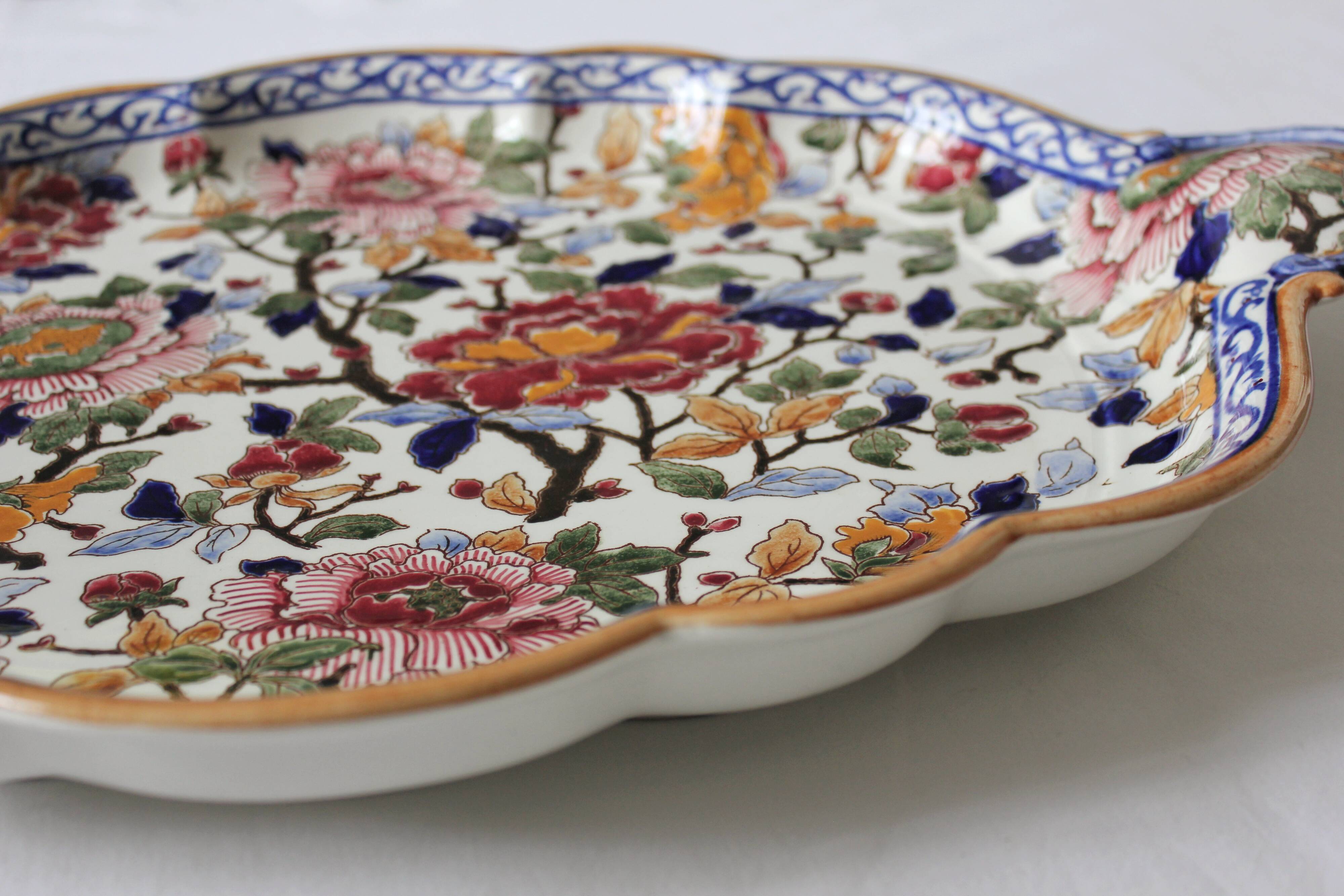 Polylobed dish Peonies earthenware of Gien