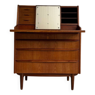 Vintage Danish secretaire teak with mirror