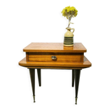 Vintage varnished wood bedside table
